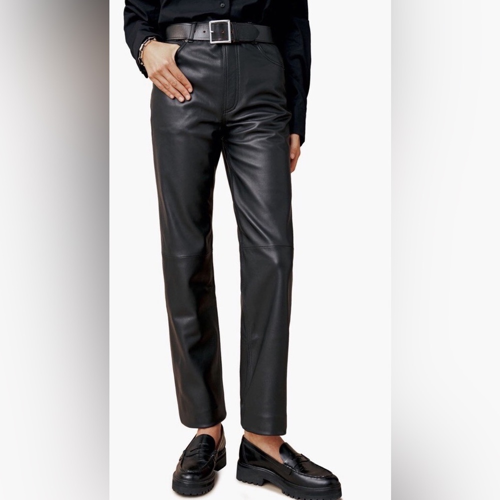 Reformation x Veda Cynthia Lamb Leather Pants Black 2 - Picture 2 of 14